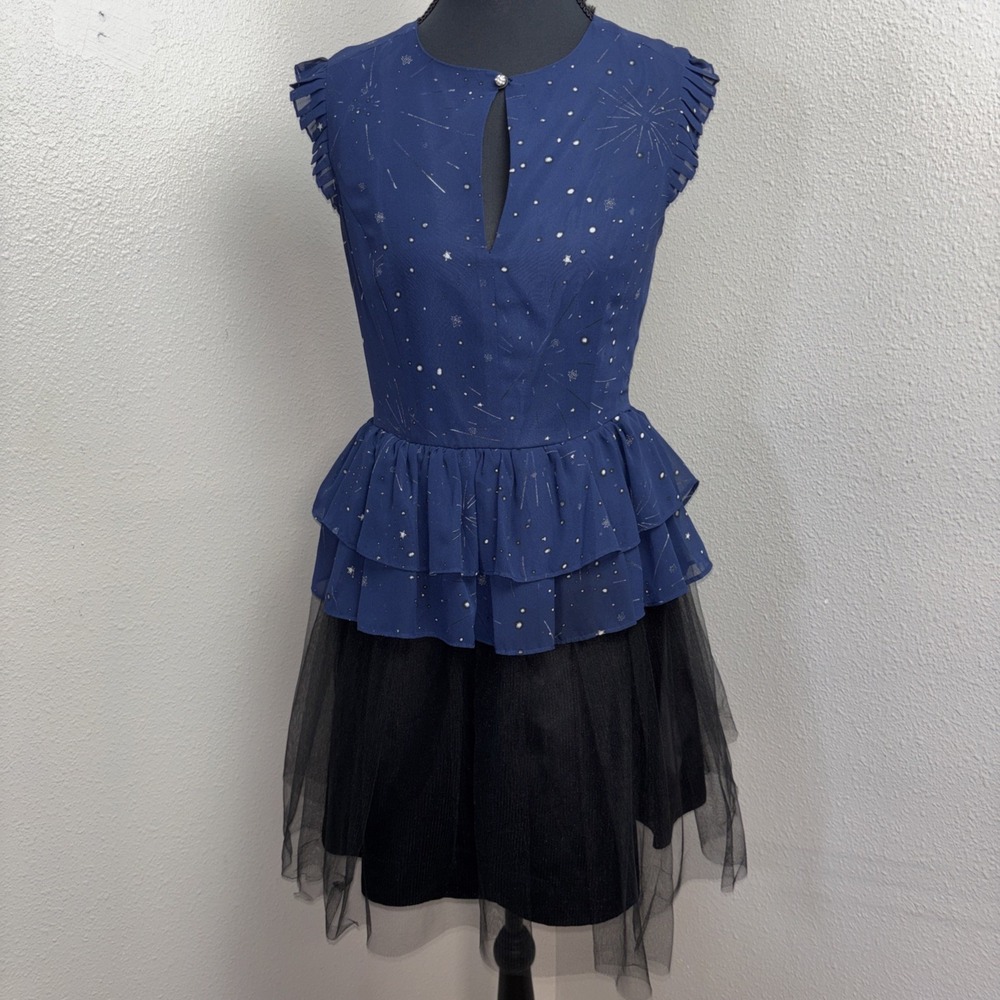 Kate‎ Young for Target Dress Women's 2 Navy & Black Stars Cocktail Party Holiday